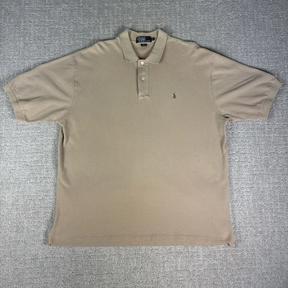 VTG. Polo Ralph Lauren Men's Polo Shirt Size XL Embroidered Pony 100% Cotton Tan